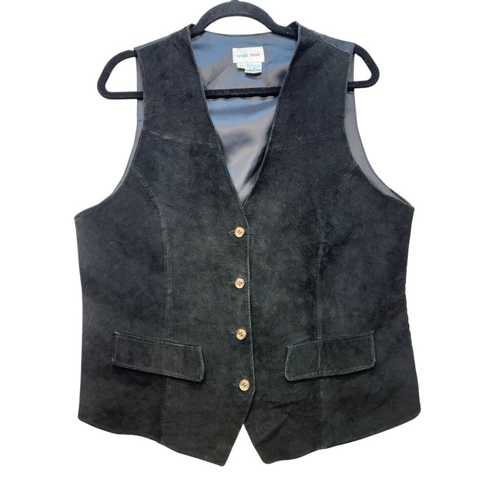 Vintage Styles To Go Mens Leather Vest L Black